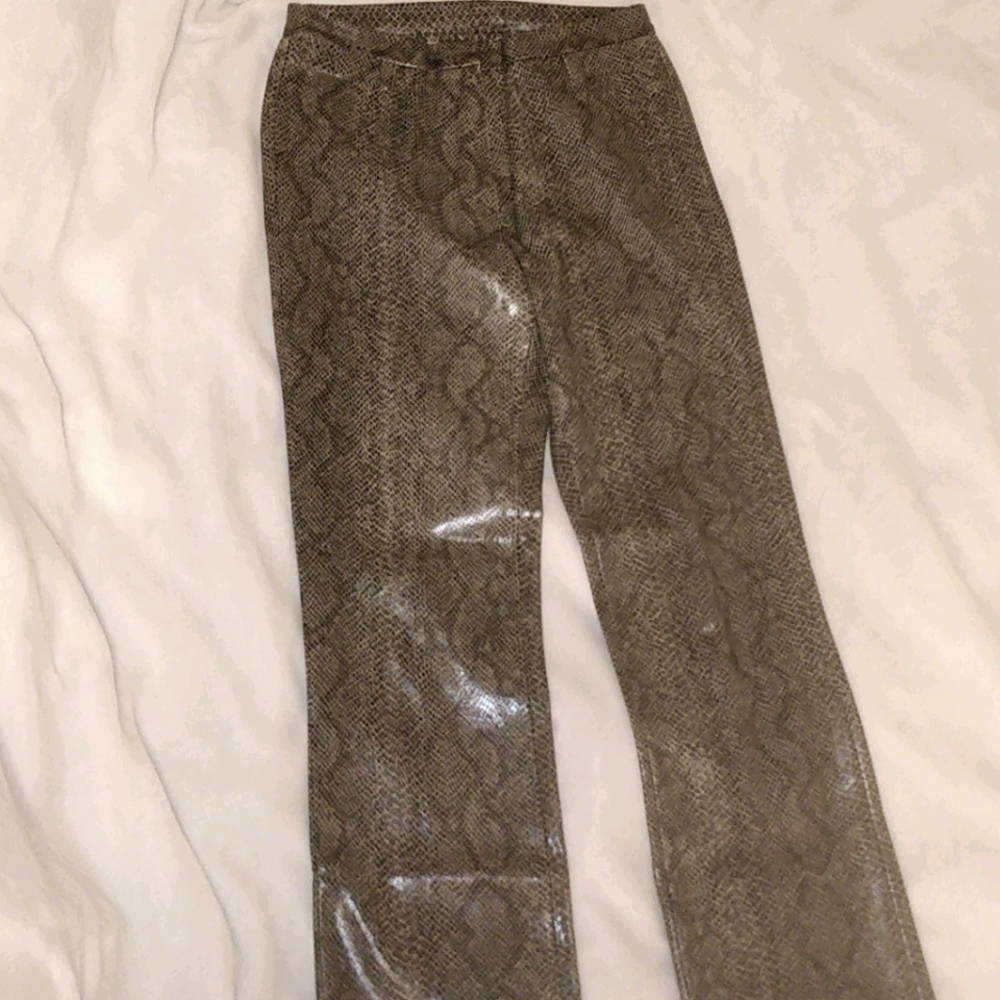 Snakeskin Python Print High Waisted Straight Leg Pants